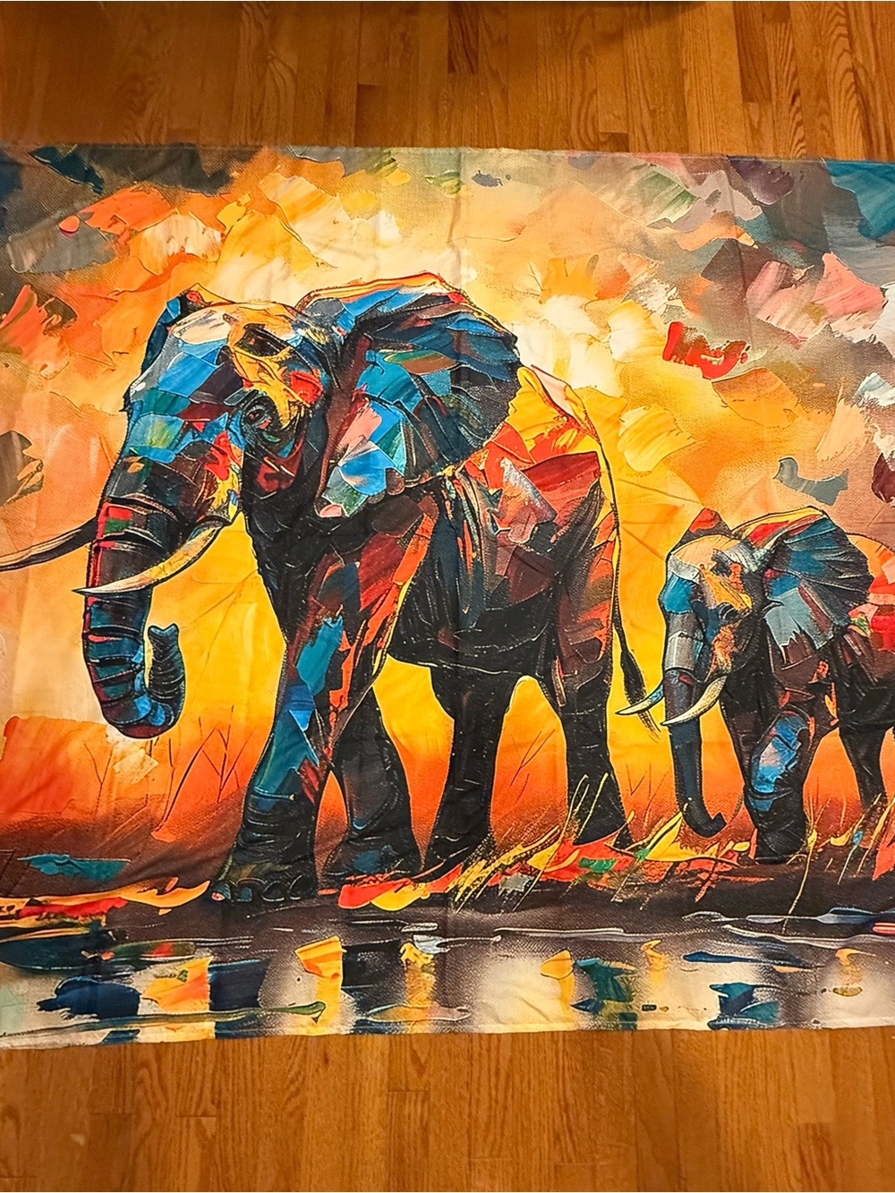 Colorful Elephant Family tapestry Wall Art - Vibrant Multi-Color